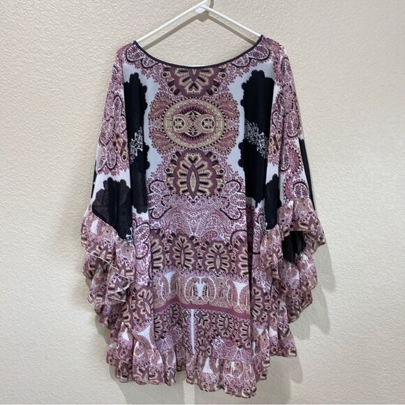 FREE PEOPLE Marla Dreams Dress Black Combo Purple Floral Boho Hippie Size XS - Picture 10 of 10